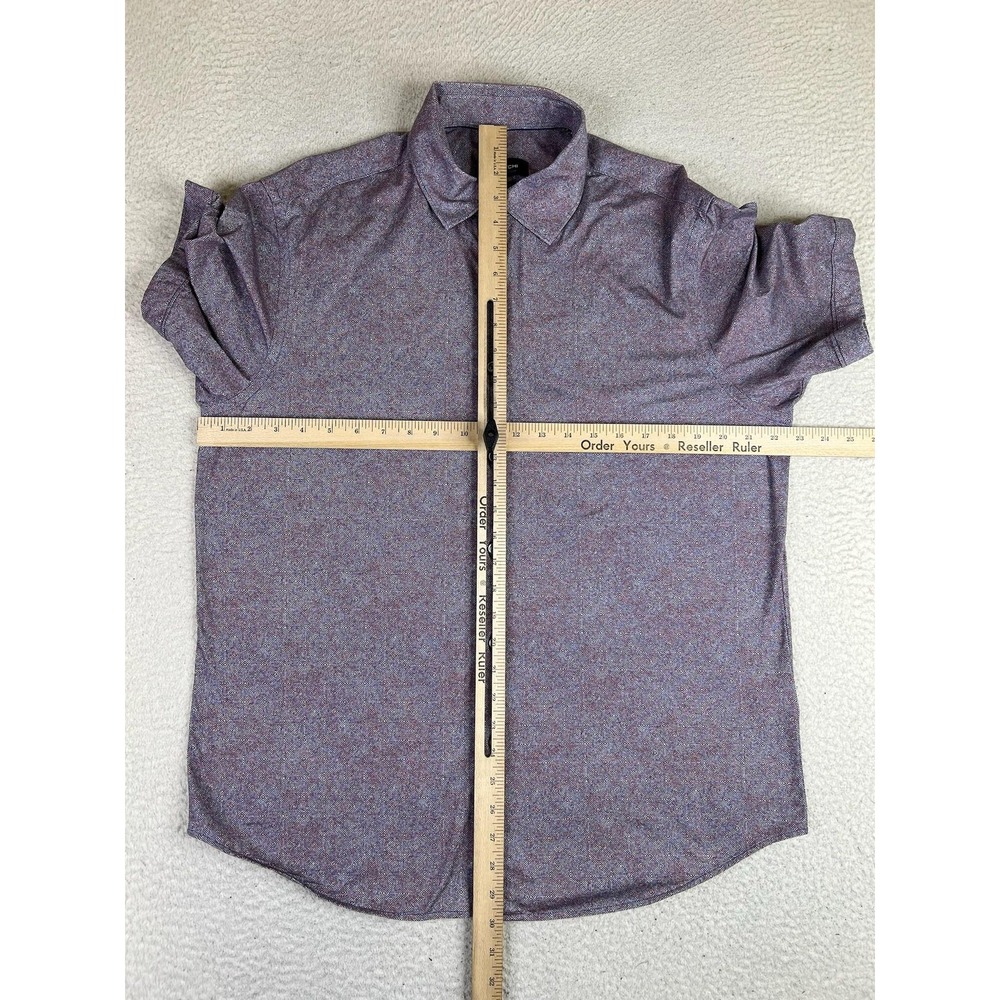 Bugatchi 8 Way Stretch Shirt Mens Large Purple Geometric SS OoohCotton Button Up - Picture 5 of 9